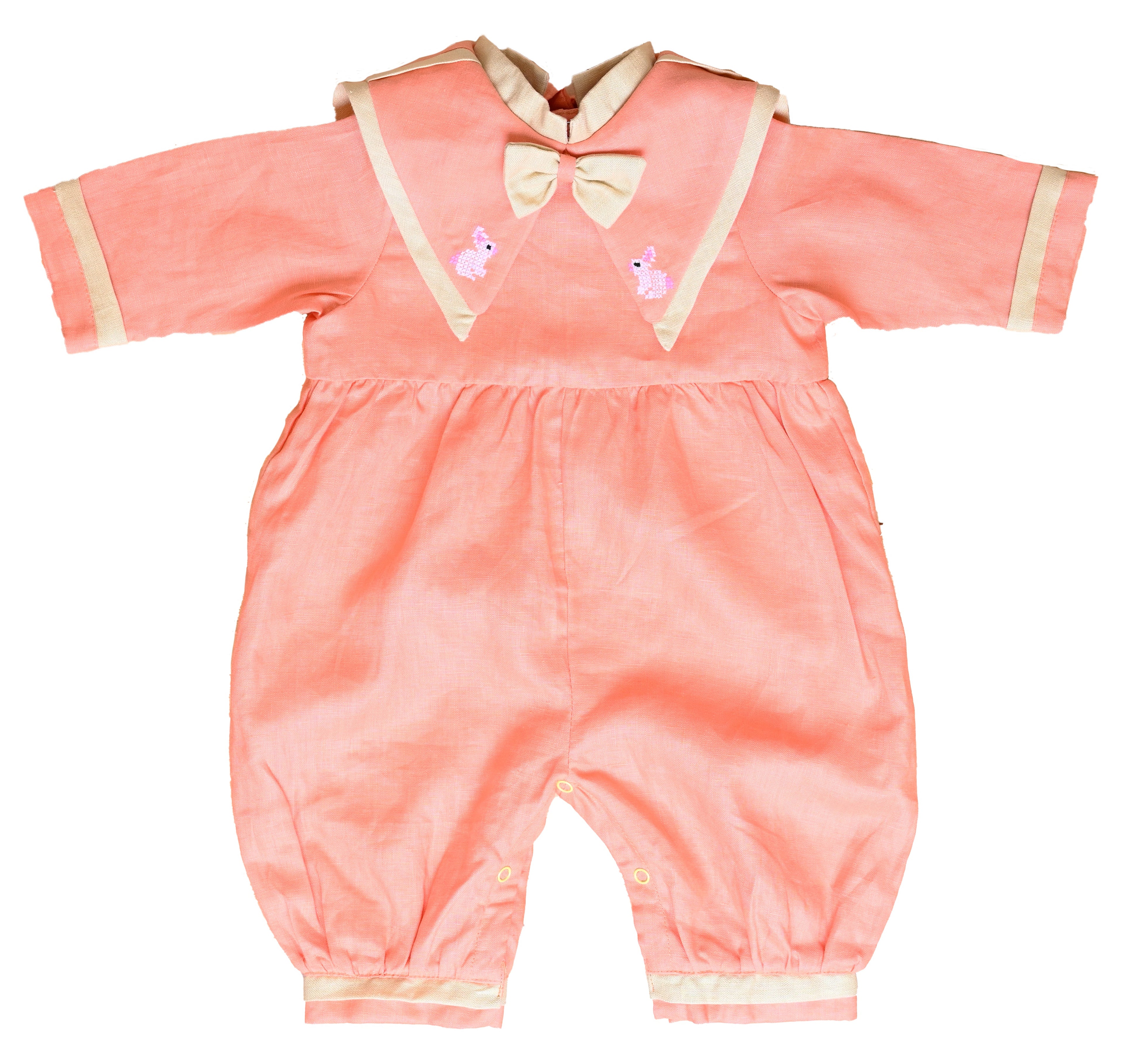 Penguin / Sailor Romper with Bow/ Bunny Embroidery